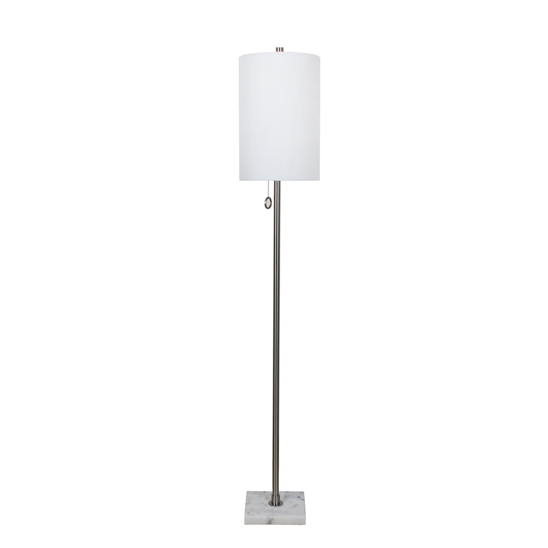 Metal 62" Floor Lamp With Marbel Base, Silver