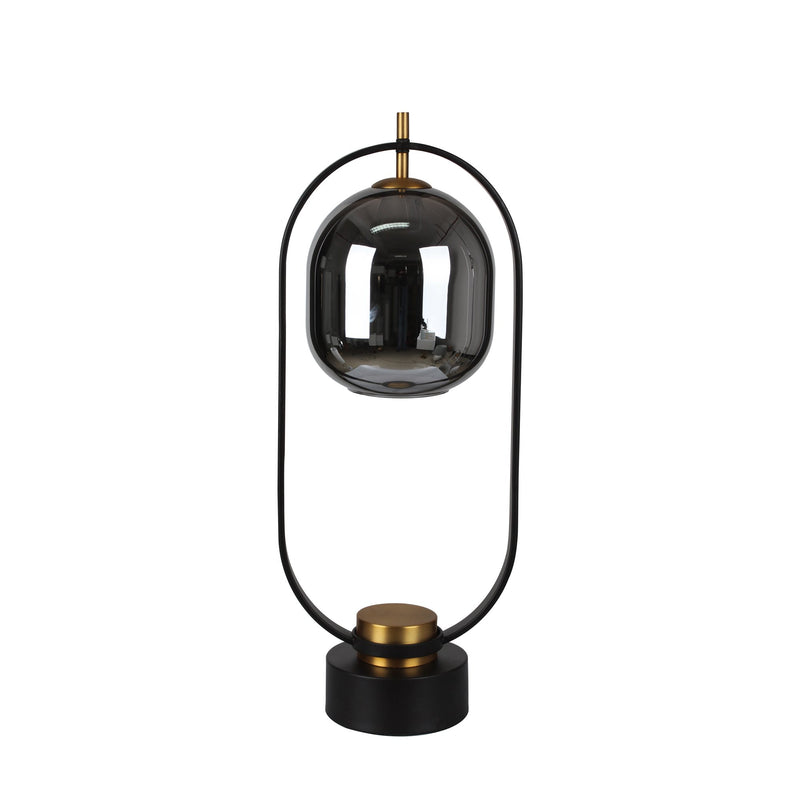 Metal 25" Dome Shade Table Lamp, Black