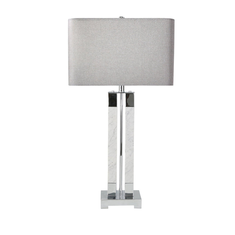 Marble 34" Twin Column Table Lamp, White