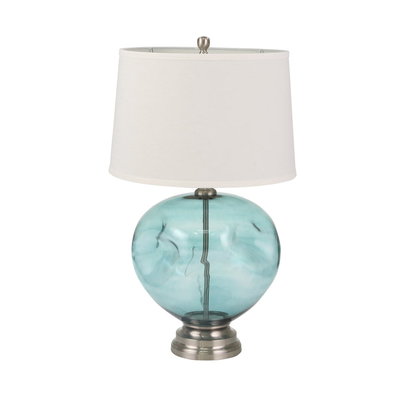 Glass 30" Irregular Round Table Lamp, Blue