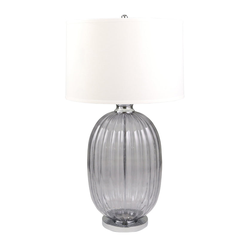 Glass 39" Ribbed Table Lamp, Smoke