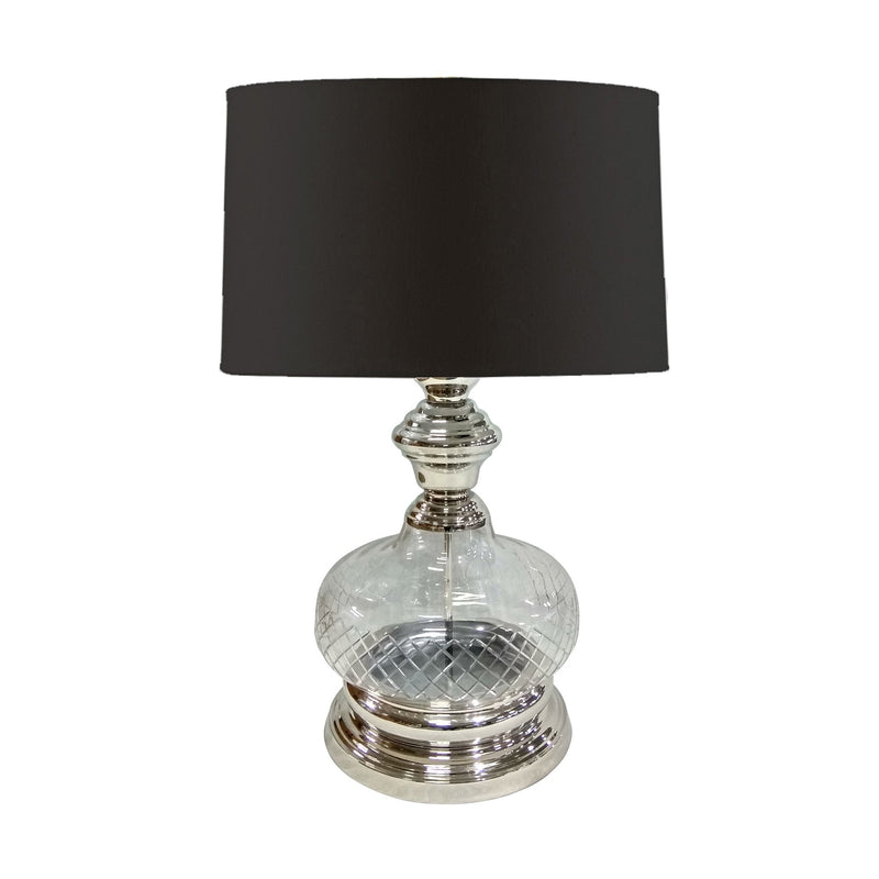 Glass & Stainless Steel 28" Table Lamp, Smoke