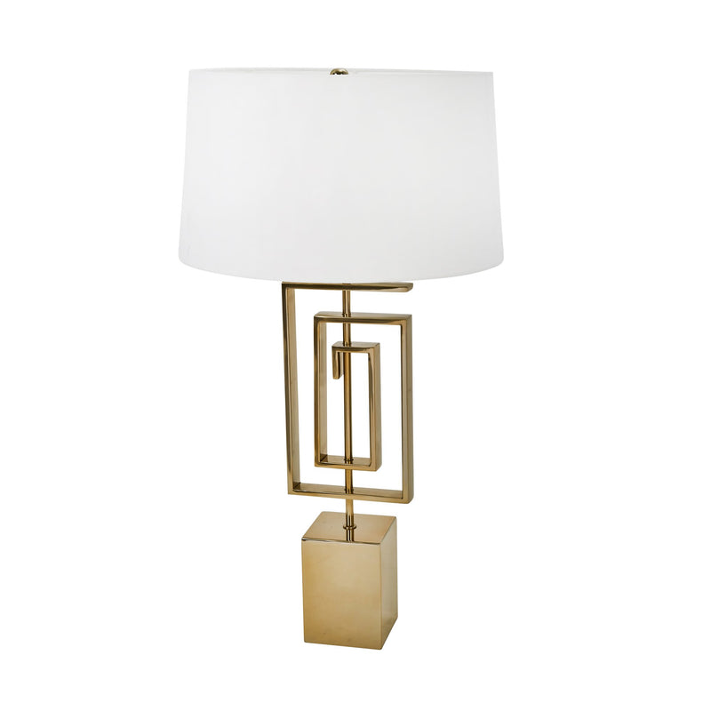 Stainless Steel 28" Geomtetrictable Lamp, Gold