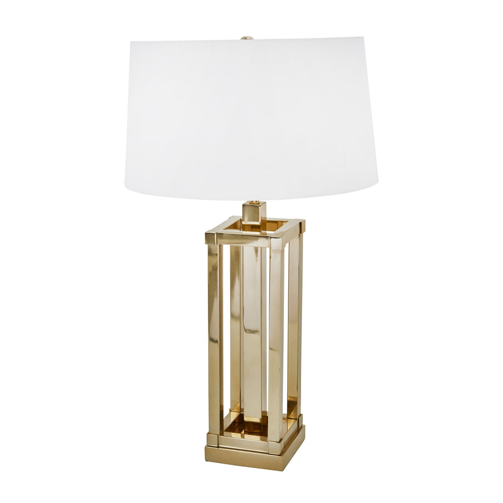 Stainless Stell 27" Square Column Table Lamp, Gold