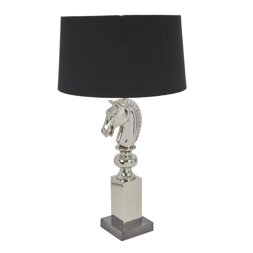 Stainless Steel 31" Horse Headtable Lamp, Silver