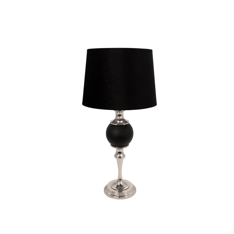 Metal 30" Table Lamp With Glass Ball, Silver