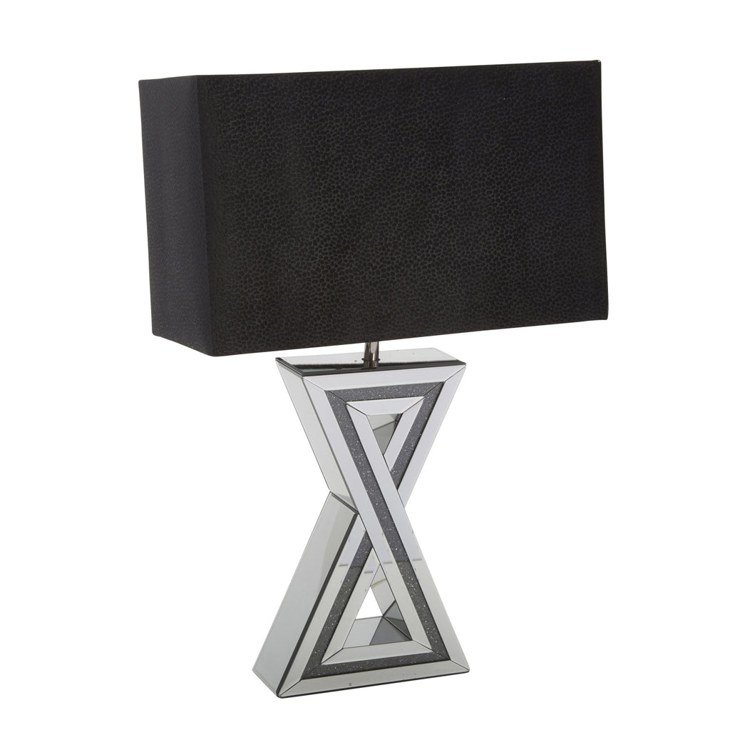 Mirrored  30" "X" Table Lamp,Silver