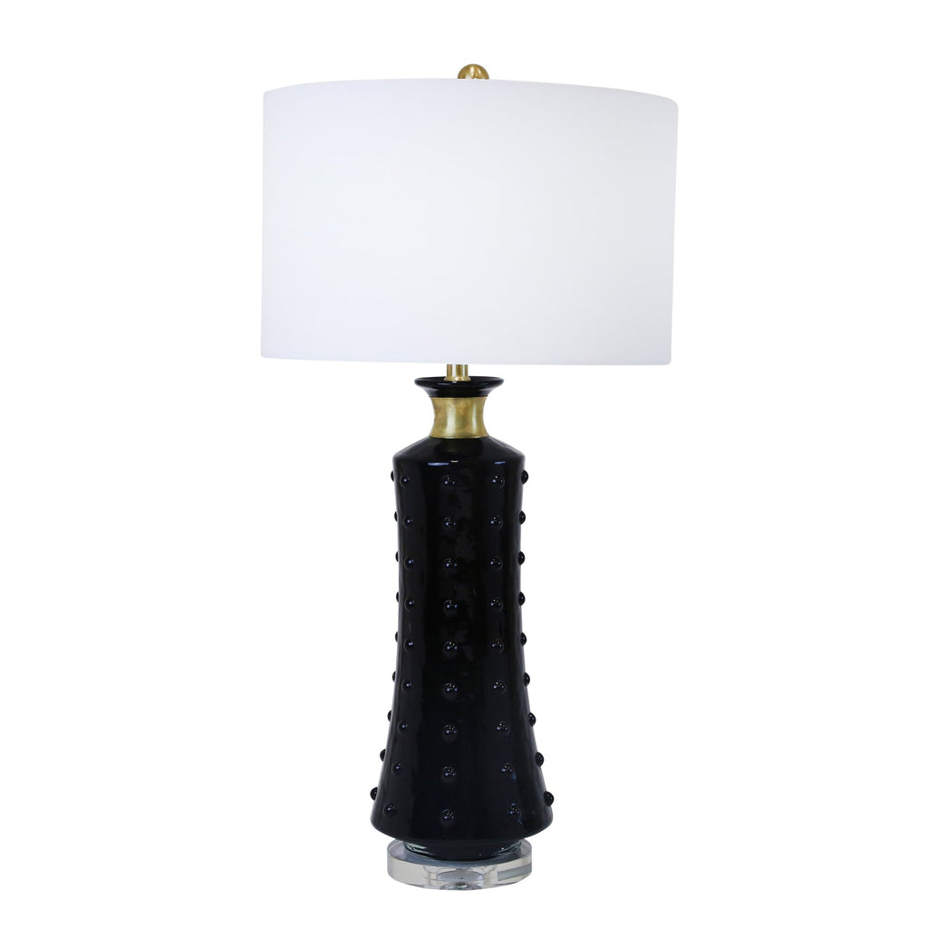 Glass 32" Table Lamp , Black