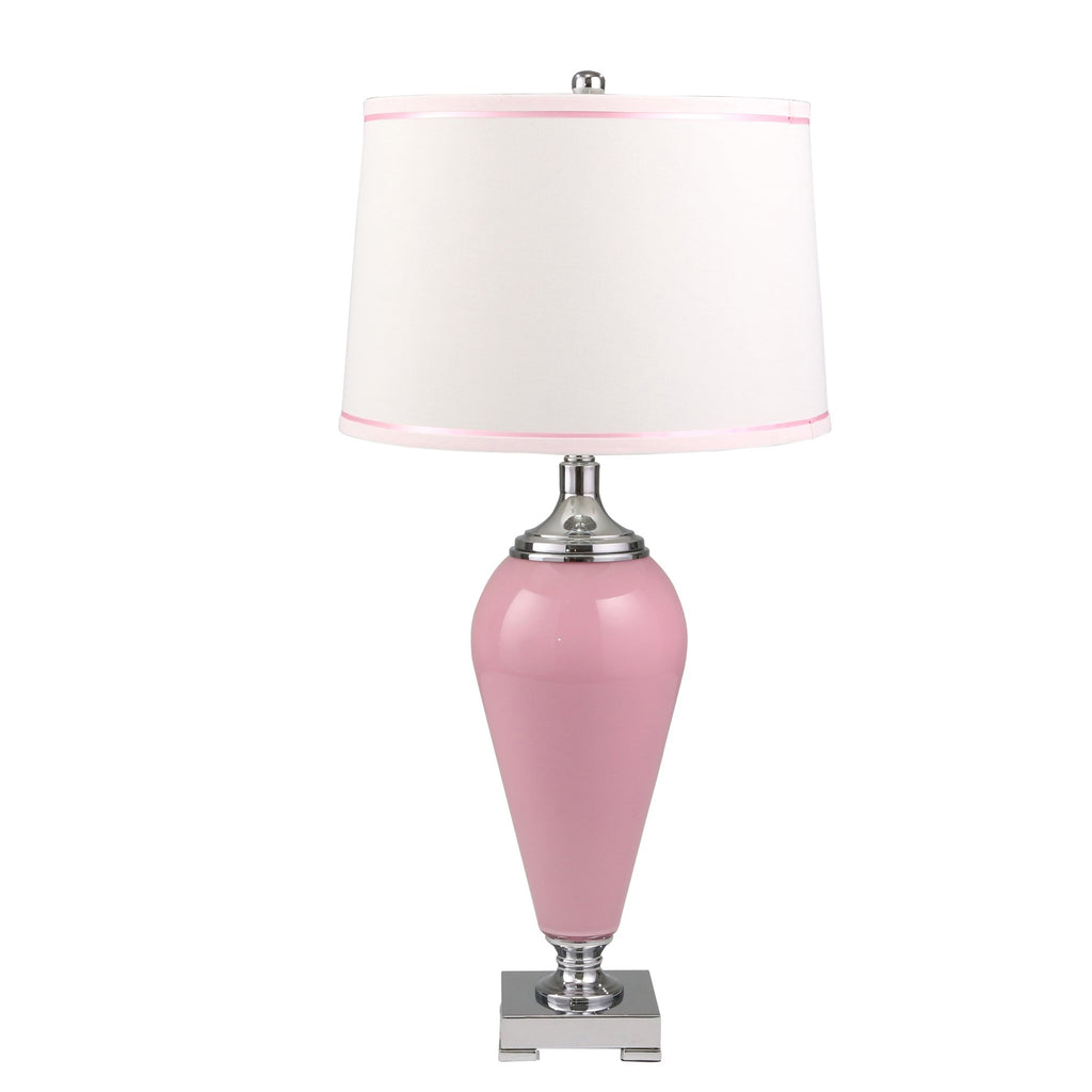 Glass 33" Table Lamp, Pink