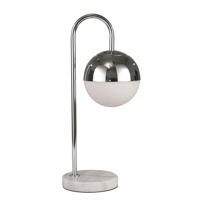 Metal 22" Task Lamp With Marble Base, Silver