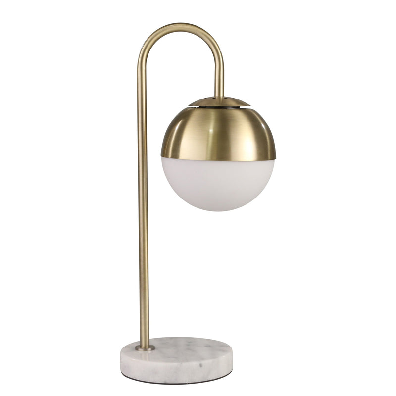 Metal 22" Task Lamp With Marble Base, Antique Brass
