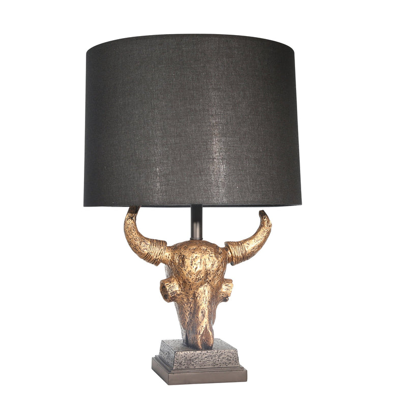 Polyresin 27"  Ox Head Table Lamp, Brown