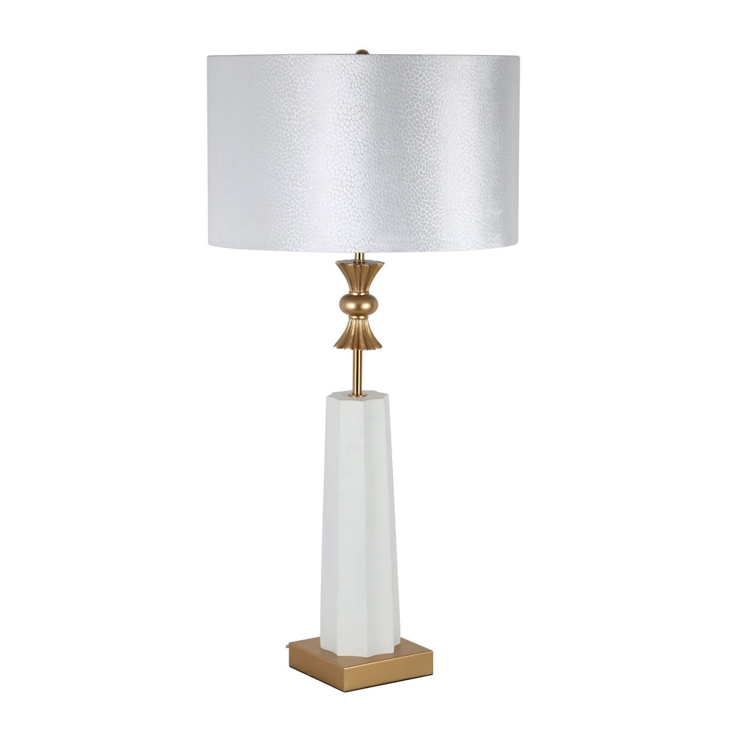 Polyresin 40" Crown Table Lamp, White- Kd