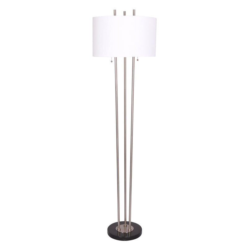 Metal 61" 3 Post, Double Bulbfloor Lamp, Marble Base-Kd