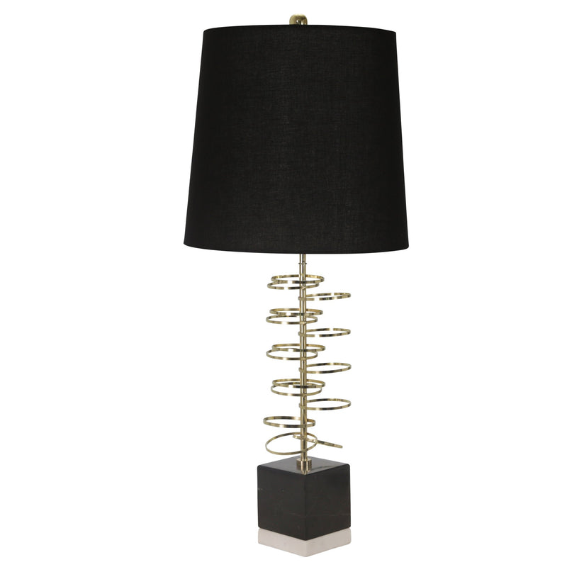 Metal 34.5" Hoops Table Lamp W/ Marble Base, Gold/Black