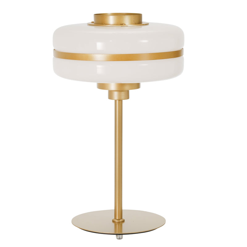 Metal 14" Glass Saucer Table Lamp, Gold