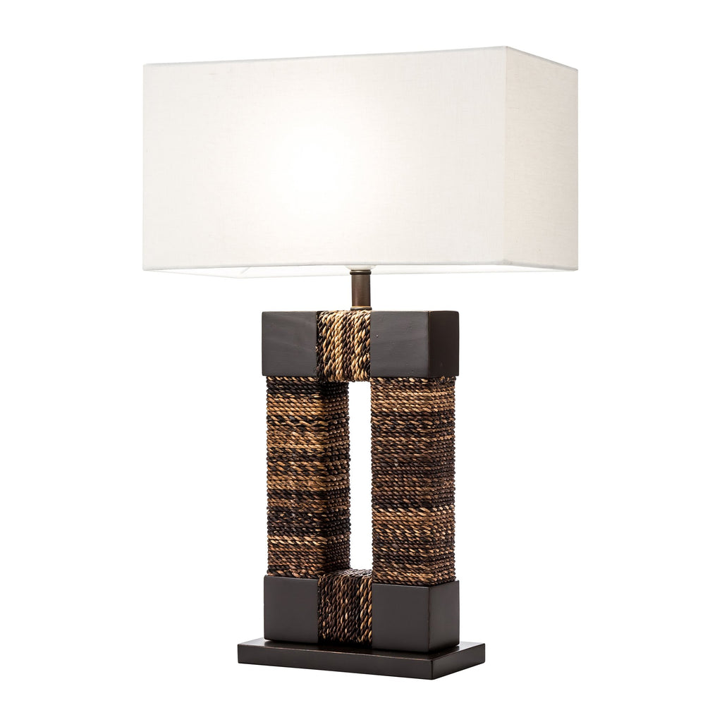 Wood 23.75" Abaca Weave Table Lamp, Brown