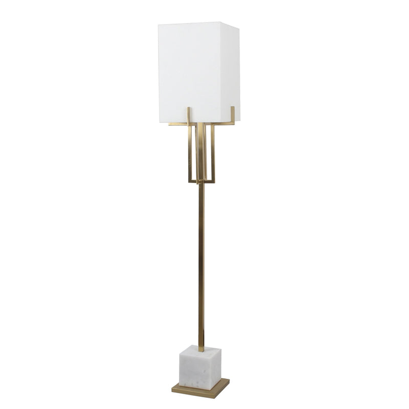 Metal 65" Floor Lamp With White Marble Base, Gold