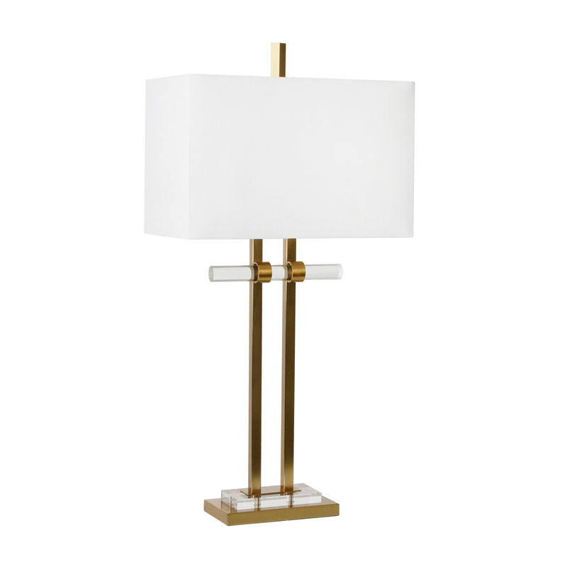 Metal 33.5" Table Lamp With Crystal Base, Gold