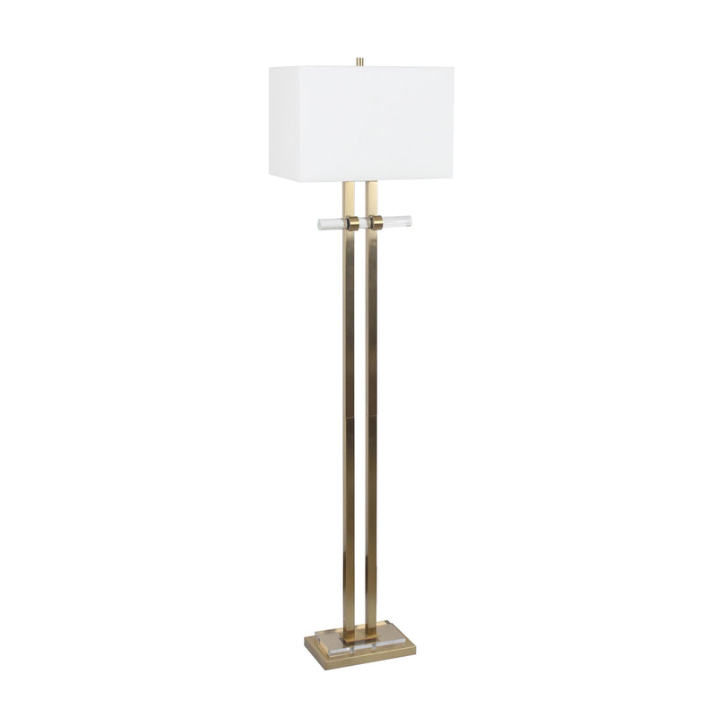 Metal 64" Lamp With Crystal Base, Gold