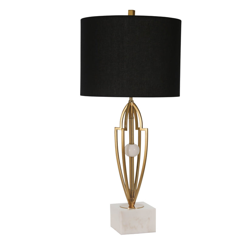 Metal 31.5" Table Lamp With White Marble Base, Gold