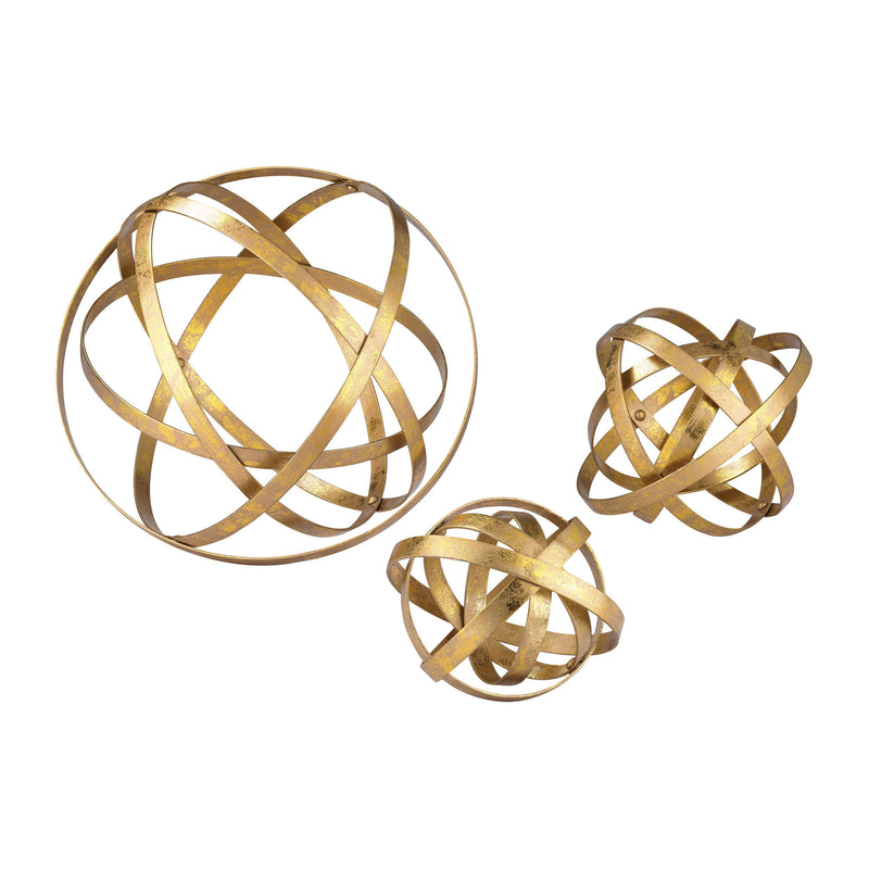 51-005/S3 Set of 3 Open Structure Metal Orbs Accessory - RauFurniture.com