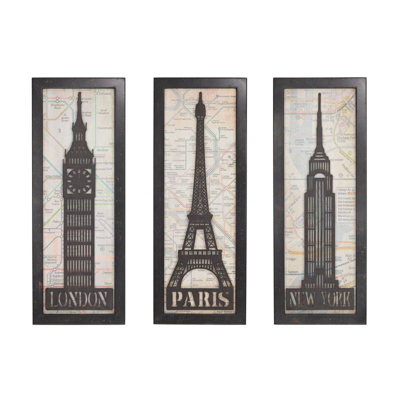 51-014/S3 Set of 3 Iconic Cities Triptych - Free Shipping! Wall Decor - RauFurniture.com