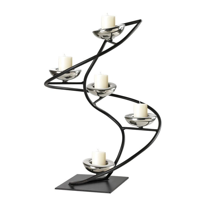 51-10036 Iron Spiral Candle Holder In Black / Chrome Candle/Candle Holder - RauFurniture.com