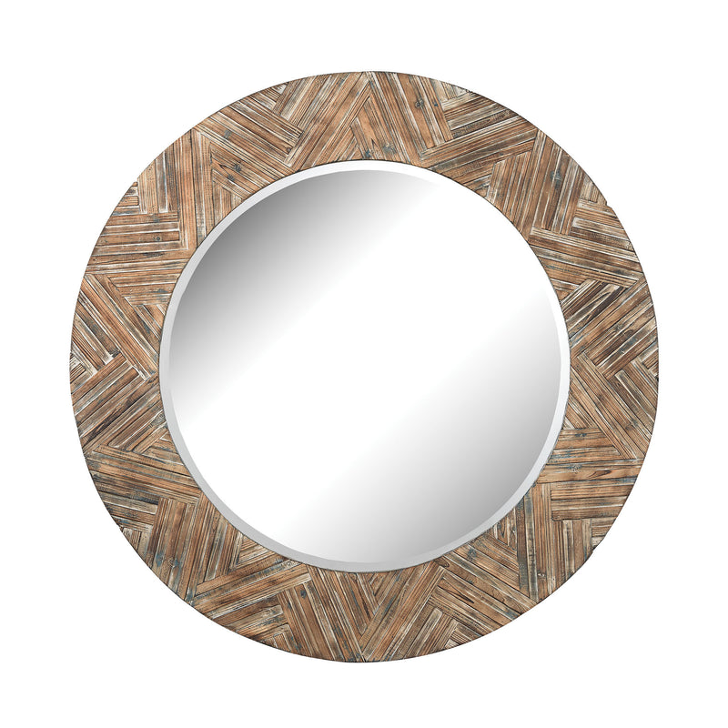 51-10162 Large Round Wood Mirror Mirror - RauFurniture.com
