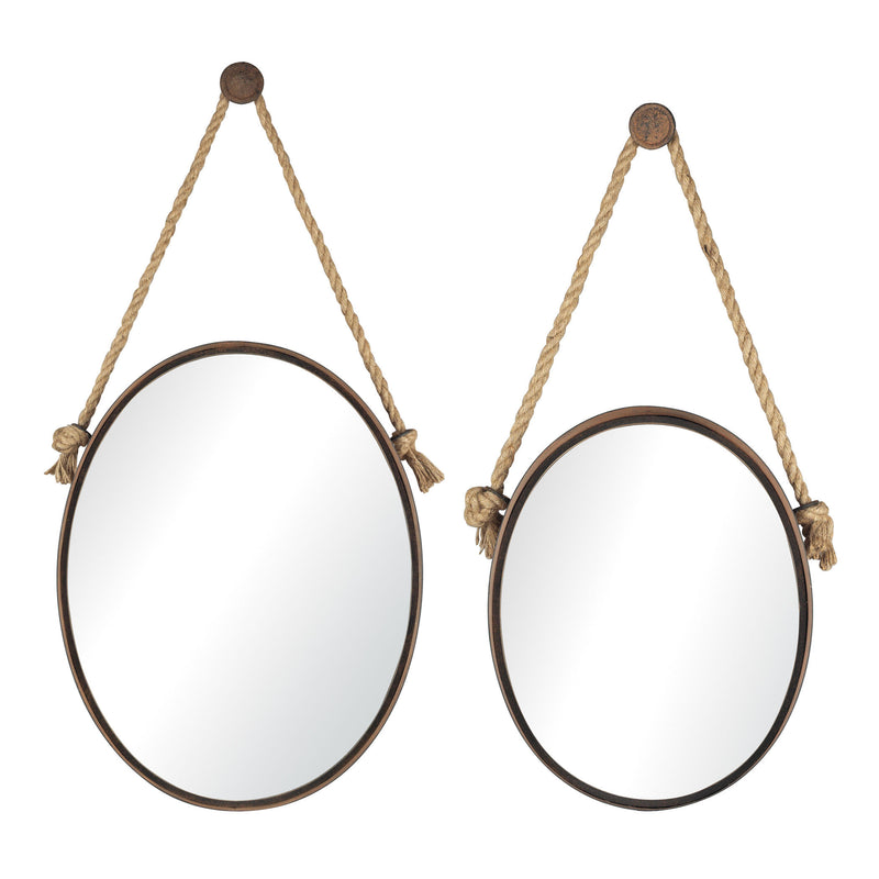 53-8503 Oval Mirrors On Rope - Set of 2 - Free Shipping! Mirror - RauFurniture.com