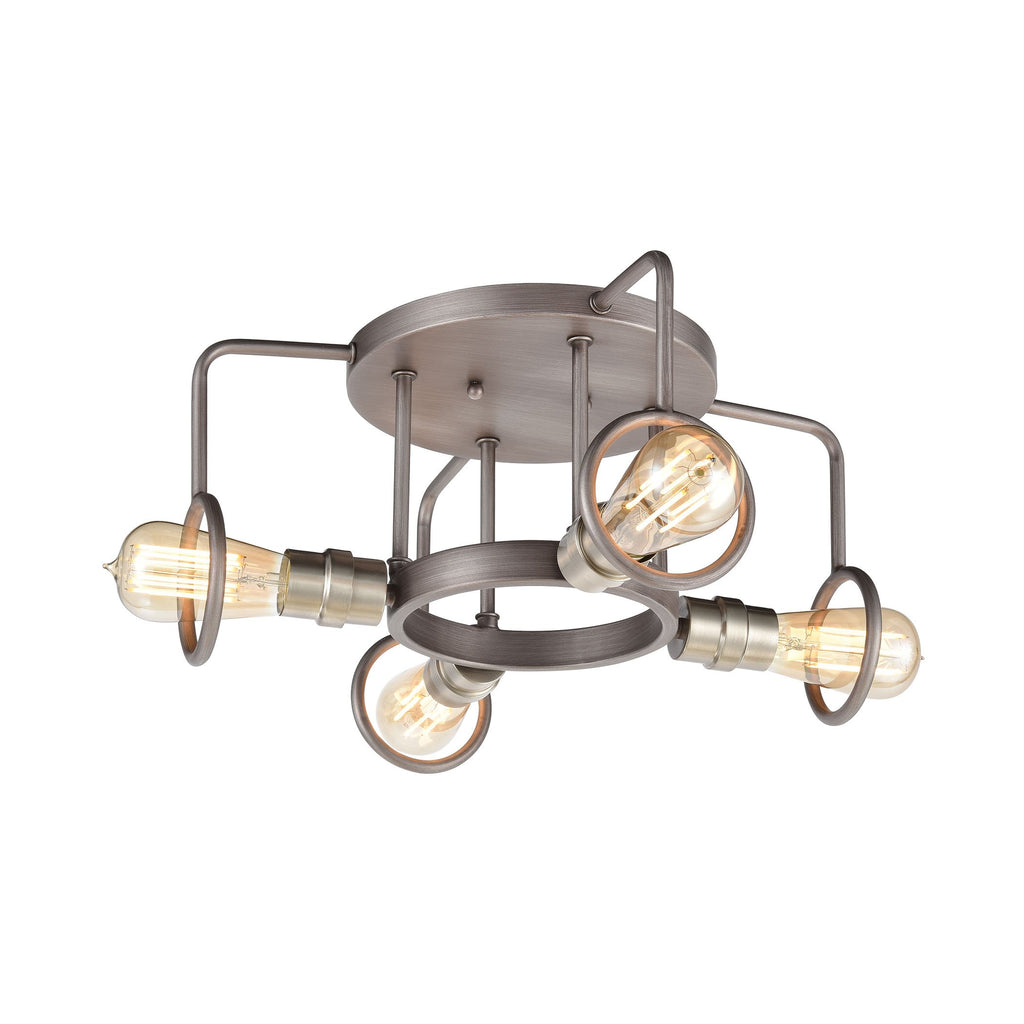 Billings - Semi Flush Mount - Weathered Zinc, Satin Nickel, Satin Nickel