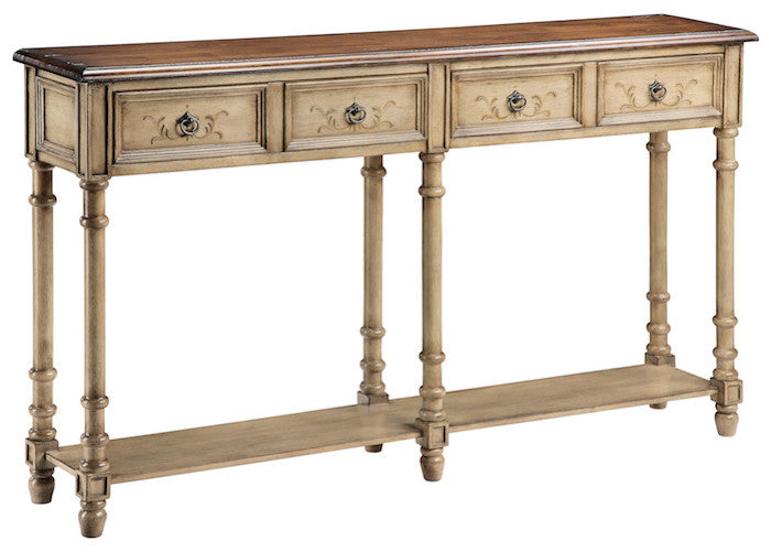 57331 - Gentry Antique Dustry Linen Console Table - Free Shipping!, Accent Consoles, Stein World, - ReeceFurniture.com - Free Local Pick Ups: Frankenmuth, MI, Indianapolis, IN, Chicago Ridge, IL, and Detroit, MI