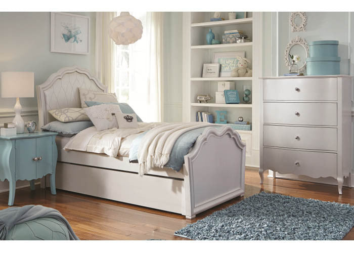5930 Tiffany - Complete Upholstered Panel Bed with Trundle/Storage Drawer - Full Youth Bedroom - RauFurniture.com