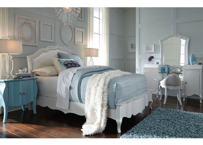 5930 Tiffany - Complete Upholstered Panel Platform Bed - Twin Youth Bedroom - RauFurniture.com