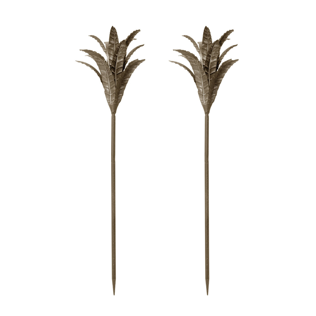 594043/S2 Aged Silver Iron Leaf Stem - Set of 2 Accessory - RauFurniture.com
