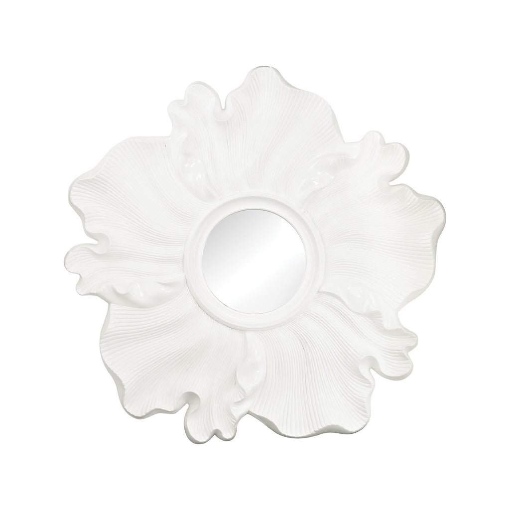 6100-001 Gloss White Flower Mirror Mirror - RauFurniture.com