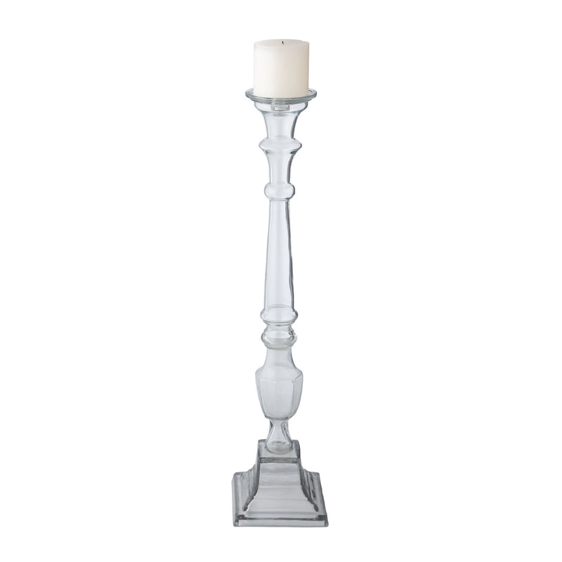 625007 Tall Clear Glass Knight Pillar Candle Holder - Small Candle/Candle Holder - RauFurniture.com