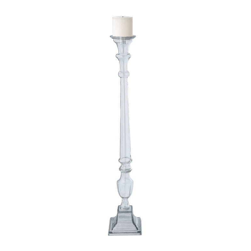 625008 Tall Clear Glass Knight Pillar Candle Holder - Large Candle/Candle Holder - RauFurniture.com
