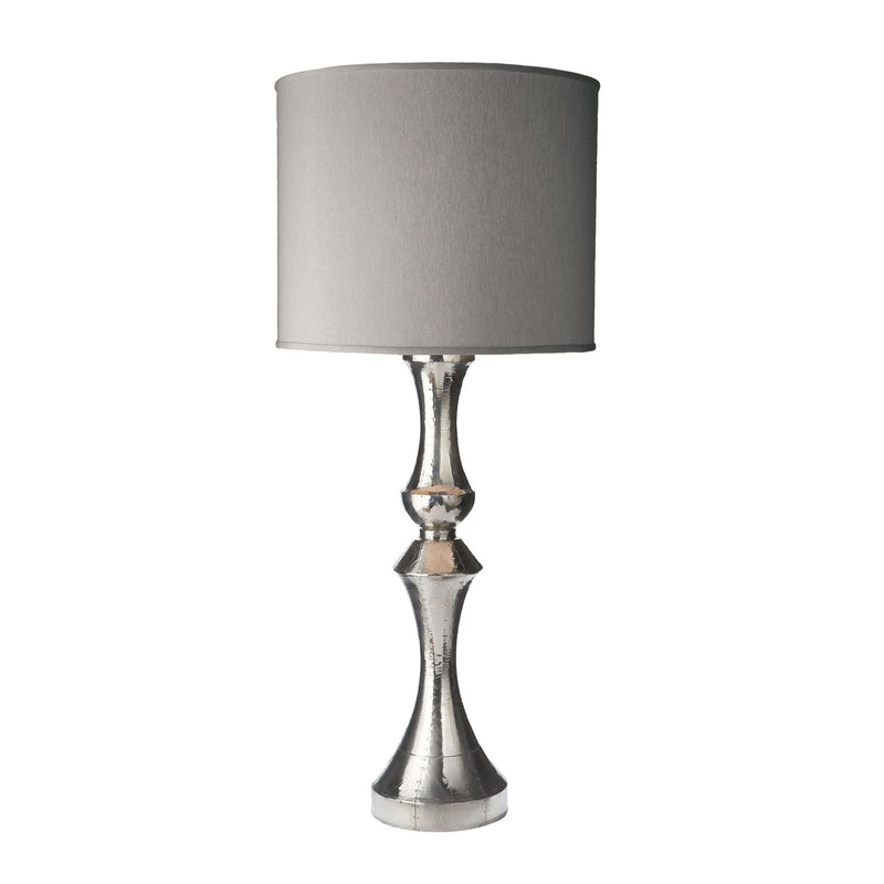 665005 Royal German Silver Lamp With Gray Fabric Shade Table Lamp - RauFurniture.com