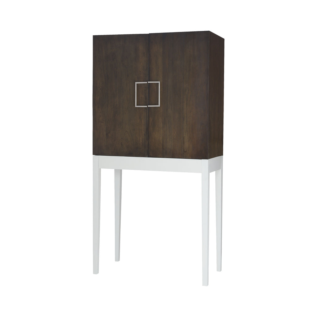 7011-227 West End Heritage Grey Stain With Grain De Bois Cappucino Foam 72-Inch Mahogany Bar Cabinet with Metal Pulls Cabinet - RauFurniture.com