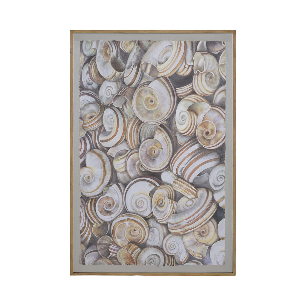 7011-375 Nicobar 48-Inch Hand Painted Canvas Wall Decor with Tan Mahogany Frame Wall Decor - RauFurniture.com
