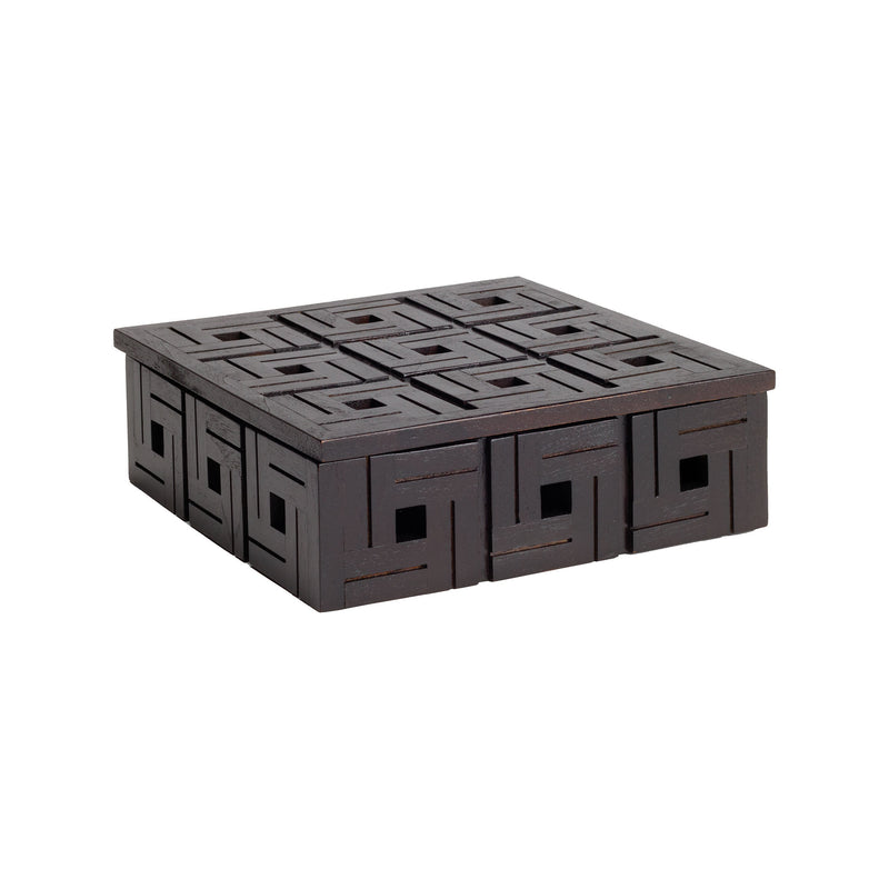 784071 Chocolate Teak Patterned Box - Small Box/Canister - RauFurniture.com