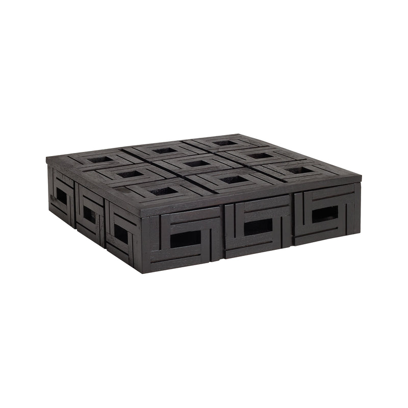 784072 Chocolate Teak Patterned Box - Large Box/Canister - RauFurniture.com