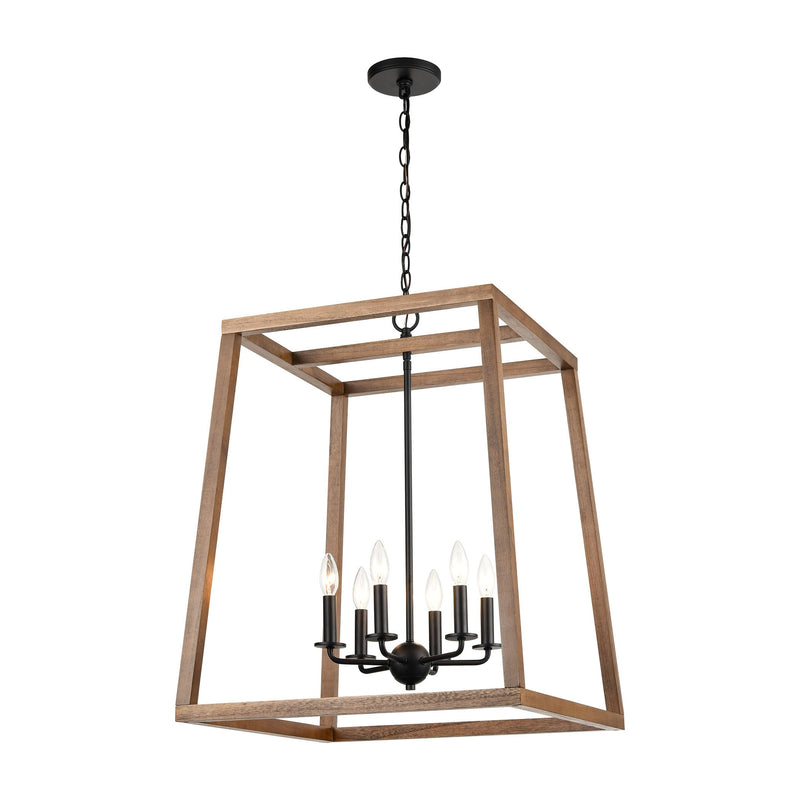 Barrow - Chandelier - Birchwood, Matte Black, Matte Black