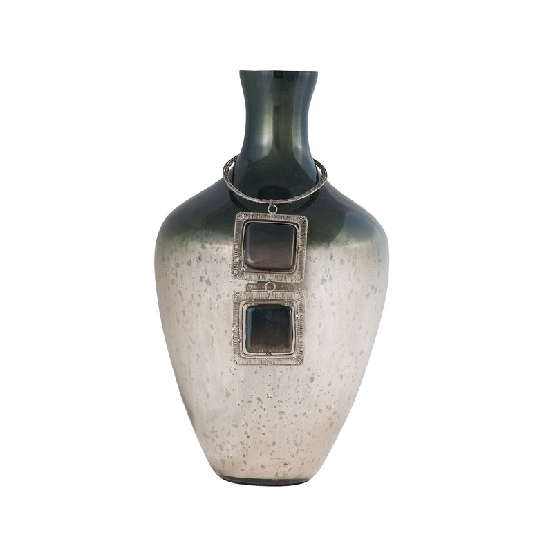8468-069 Vase Kairos 14-Inch Glass Vase In Slate - Free Shipping! Vase/Urn - RauFurniture.com