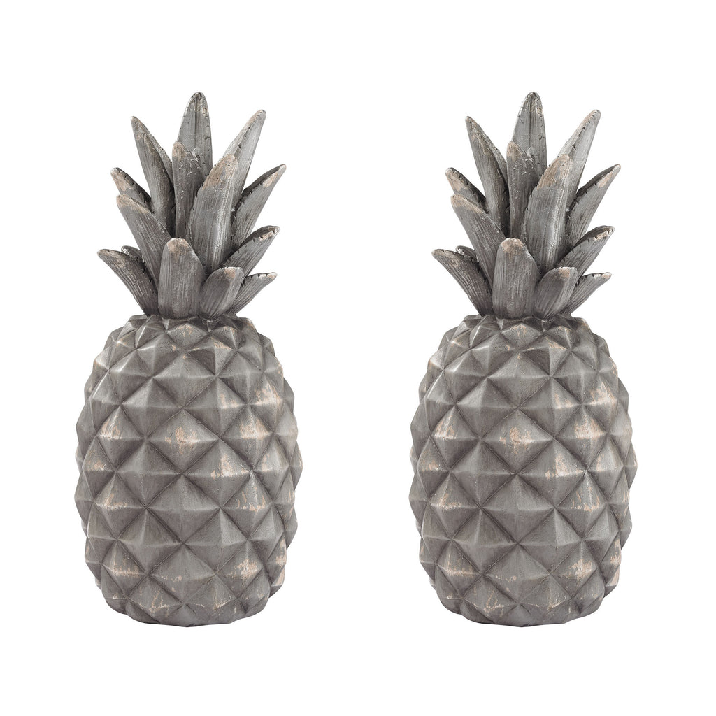 87-003/S2 Set of 2 Aged Grey Pineapples Accessory - RauFurniture.com