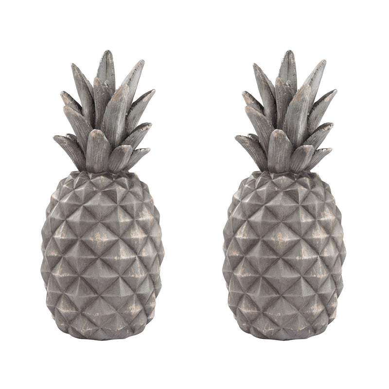 87-003/S2 Set of 2 Aged Grey Pineapples Accessory - RauFurniture.com