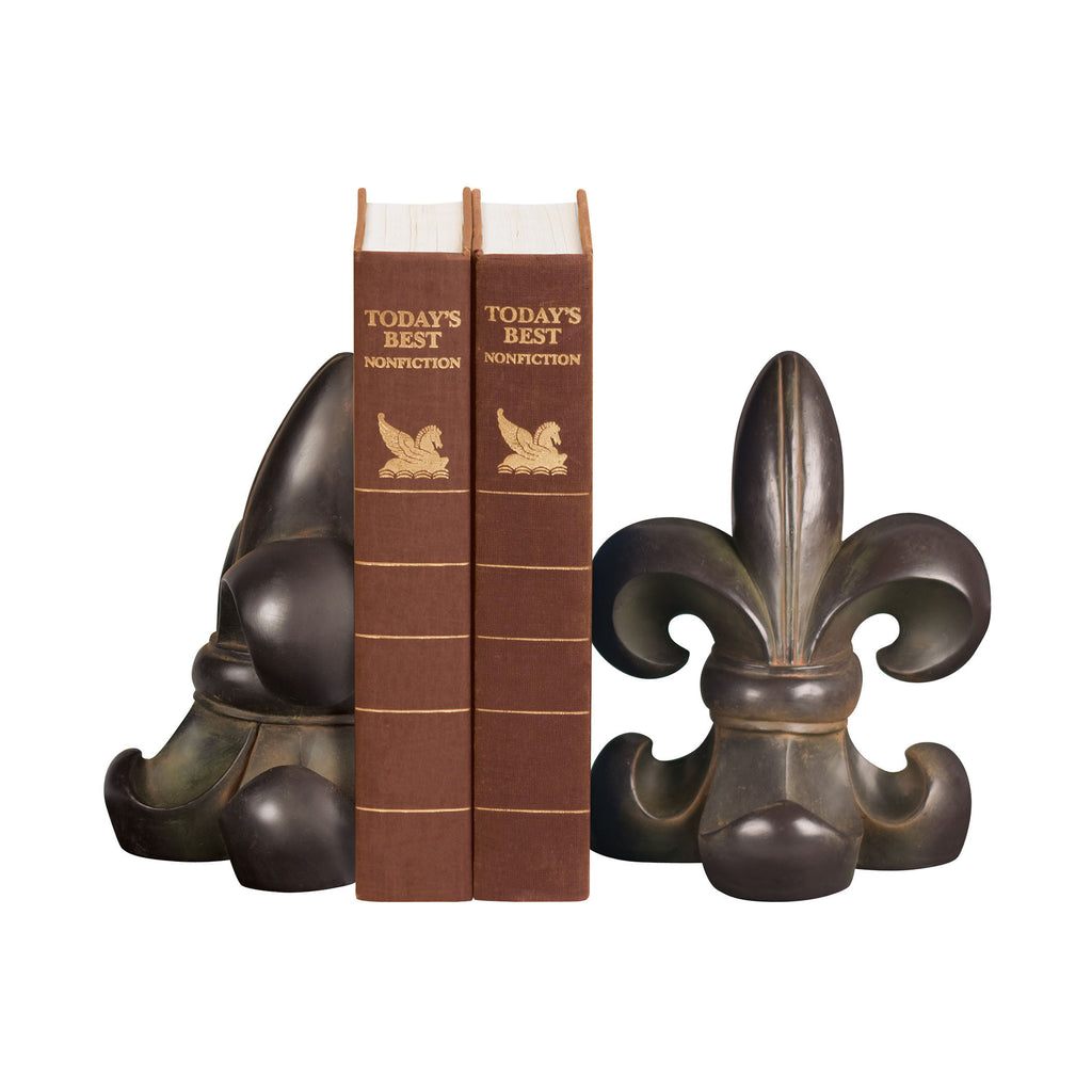 87-2037 Pair Noir Fleur De Lis Bookends Bookend - RauFurniture.com