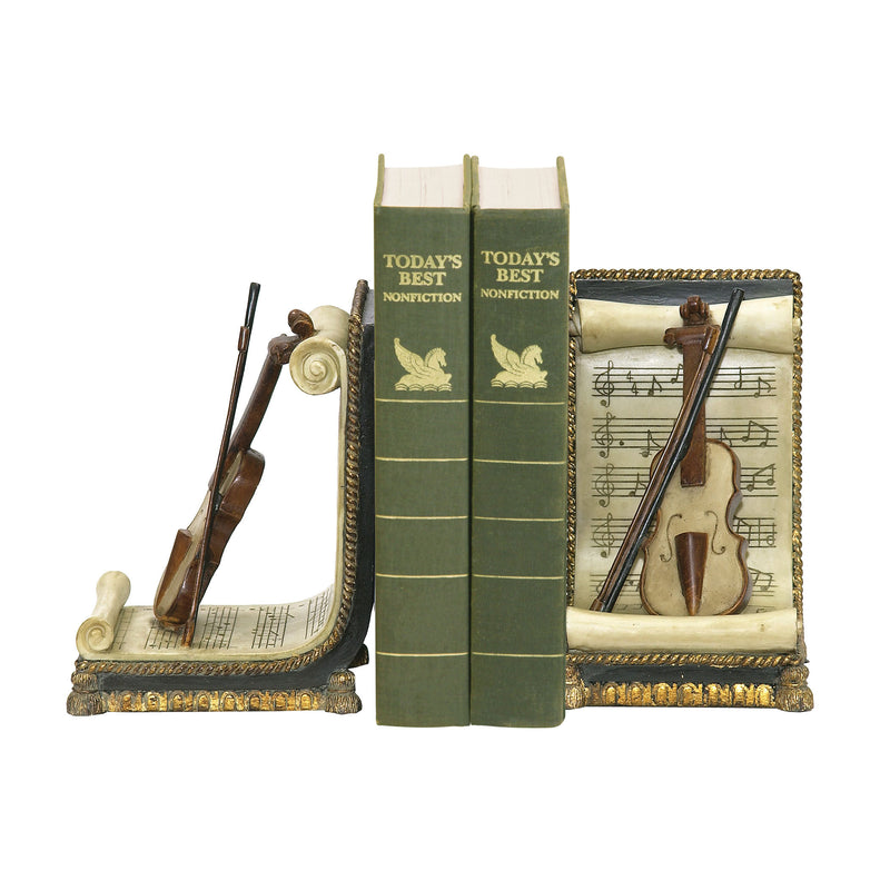 91-1613  Pair Of Violin And Music Bookends Bookend - RauFurniture.com