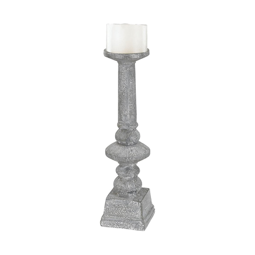 9166 - Floor Standing Grey Washed Candle Holder